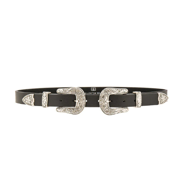 B-Low the Belt Baby Bri Bri Black Waist Belt w/Silver Floral Hardware Small - Picture 1 of 10